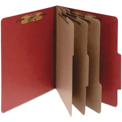 Hot 4 in. Expansion Pressboard Letter Size 8-Fastener Classification Folders - Earth Red Exterior (10/Box) Filing & Folders
