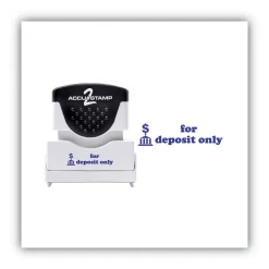 Best 1.63 in. x 0.5 in. FOR DEPOSIT ONLY Pre-Inked Shutter Stamp - Blue Mailing, Packing & Shipping