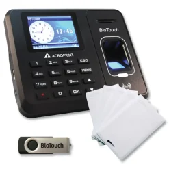 Discount BioTouch Time Clock and Badges Bundle for 10000 Employees - Black Recordkeeping & Forms