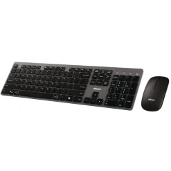 Best 2.4 GHz Frequency 30 ft. Wireless Range Keyboard and Mouse - Gray/Black Office Electronics & Batteries