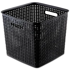 Best 12.5 in. x 12.5 in. x 11.13 in. Plastic Weave Bin - Extra Large, Black Trash & Waste Bins