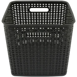 Best 12.5 in. x 12.5 in. x 11.13 in. Plastic Weave Bin - Extra Large, Black Trash & Waste Bins