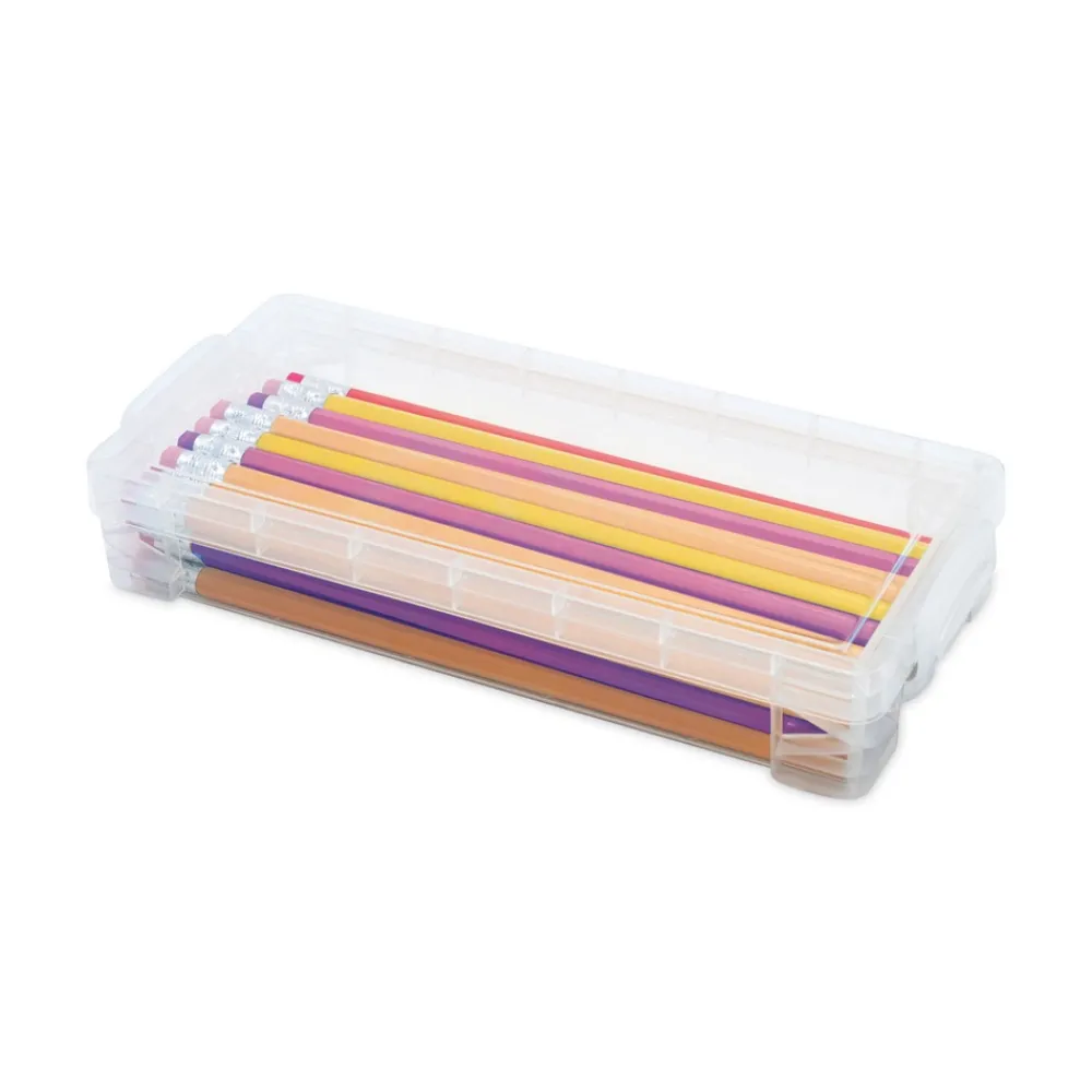Discount 8.25 in. x 3.75 in. x 1.5 in. Super Stacker Pencil Box - Clear Pens, Pencils & Markers