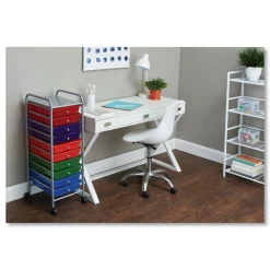 1 Shelf 10 Drawer 13 in. x 15.38 in. x 37.75 in. Metal Portable Drawer Organizer - Matte Gray/Assorted Desk Accessories & Office Organizers