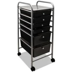 Online 1 Shelf 6 Drawers 13 in. x 15.38 in. x 32.13 in. Metal Portable Drawer Organizer - Matte Gray/Smoke Office Furniture & Lighting