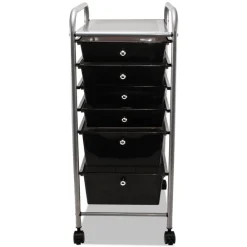 Online 1 Shelf 6 Drawers 13 in. x 15.38 in. x 32.13 in. Metal Portable Drawer Organizer - Matte Gray/Smoke Office Furniture & Lighting