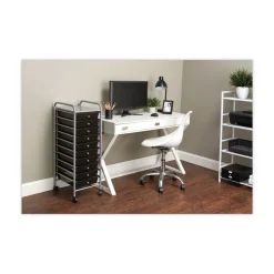 Clearance 1 Shelf 10 Drawers 13 in. x 15.38 in. x 37.75 in. Metal Portable Drawer Organizer - Matte Gray/Smoke Desk Accessories & Office Organizers