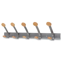 Hot 45 lb Capacity 5-Peg Wooden Coat Hook Wall Rack - Brown/Silver Storage & Organization