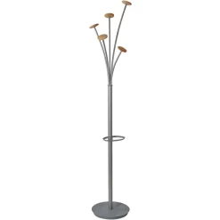 Online 13.97 x 14 x 73.62 Festival 5-Knob Coat Stand with Umbrella Holder - Gray Cleaning & Janitorial Supplies