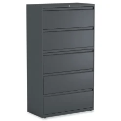 New 25499 36 in. x 18.63 in. x 67.63 in. 5 Lateral File Drawer - Legal/Letter/A4/A5 Size - Charcoal Office Furniture & Lighting