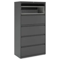 New 25499 36 in. x 18.63 in. x 67.63 in. 5 Lateral File Drawer - Legal/Letter/A4/A5 Size - Charcoal Office Furniture & Lighting