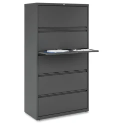 New 25499 36 in. x 18.63 in. x 67.63 in. 5 Lateral File Drawer - Legal/Letter/A4/A5 Size - Charcoal Office Furniture & Lighting