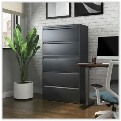 New 25499 36 in. x 18.63 in. x 67.63 in. 5 Lateral File Drawer - Legal/Letter/A4/A5 Size - Charcoal Office Furniture & Lighting