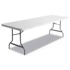 Clearance 65601 96 in. x 30 in. x 29 in. Square Edge Resin Rectangular Folding Table - Platinum Office Furniture & Lighting