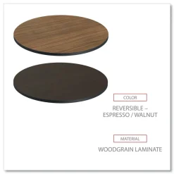 35.5 in. Diameter Round Reversible Laminate Table Top - Espresso/Walnut Office Furniture & Lighting