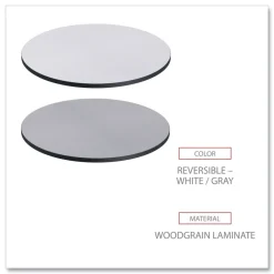 Clearance 35.5 in. Diameter Round Reversible Laminate Table Top - White/Gray Office Furniture & Lighting