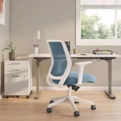 Online 17.09 in. to 20.83 in. Seat Height Up to 275 lbs. Wessex Ergonomic Fabric Mesh Swivel Task Chair - Seafoam Seat/Back, White Base Office Furniture & Lighting