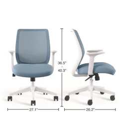 Online 17.09 in. to 20.83 in. Seat Height Up to 275 lbs. Wessex Ergonomic Fabric Mesh Swivel Task Chair - Seafoam Seat/Back, White Base Office Furniture & Lighting
