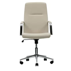 Clearance 18.19 in. to 21.93 in. Seat Height Leather Task Chair Supports Up to 275 lb - White Seat/White Back Office Furniture & Lighting