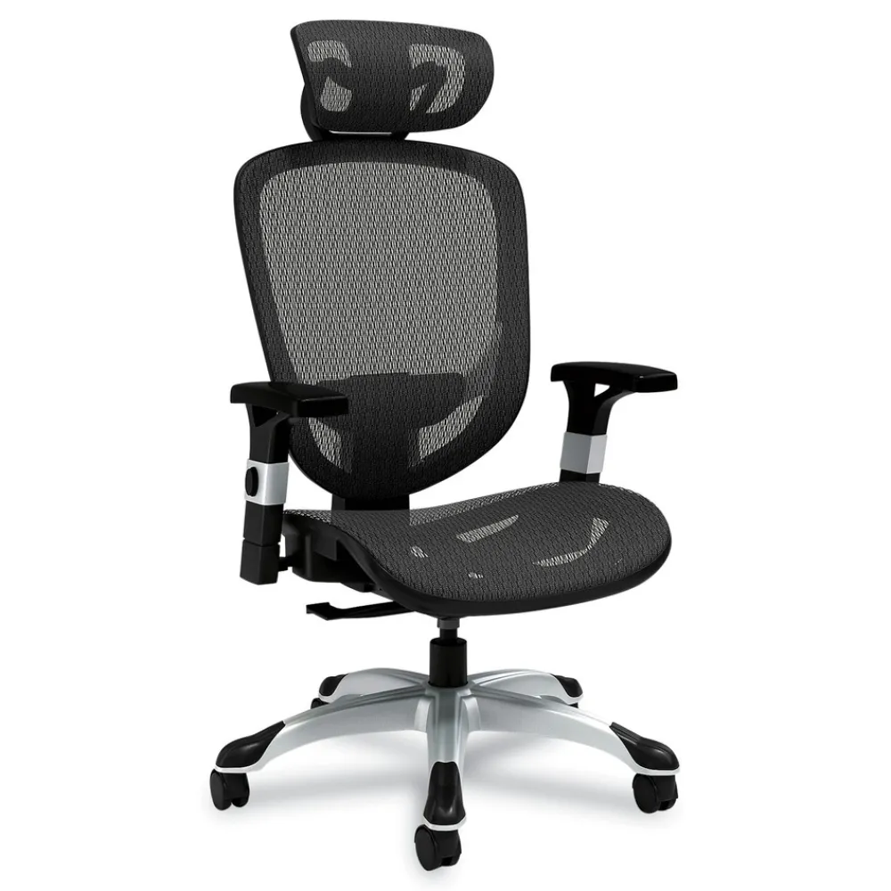 Best 17.24 in. to 20.98 in. Seat Height Support Up to 275 lbs. Minerva Ergonomic Mesh Swivel Task Chair - Black Seat/Back, Silver Base Office Furniture & Lighting
