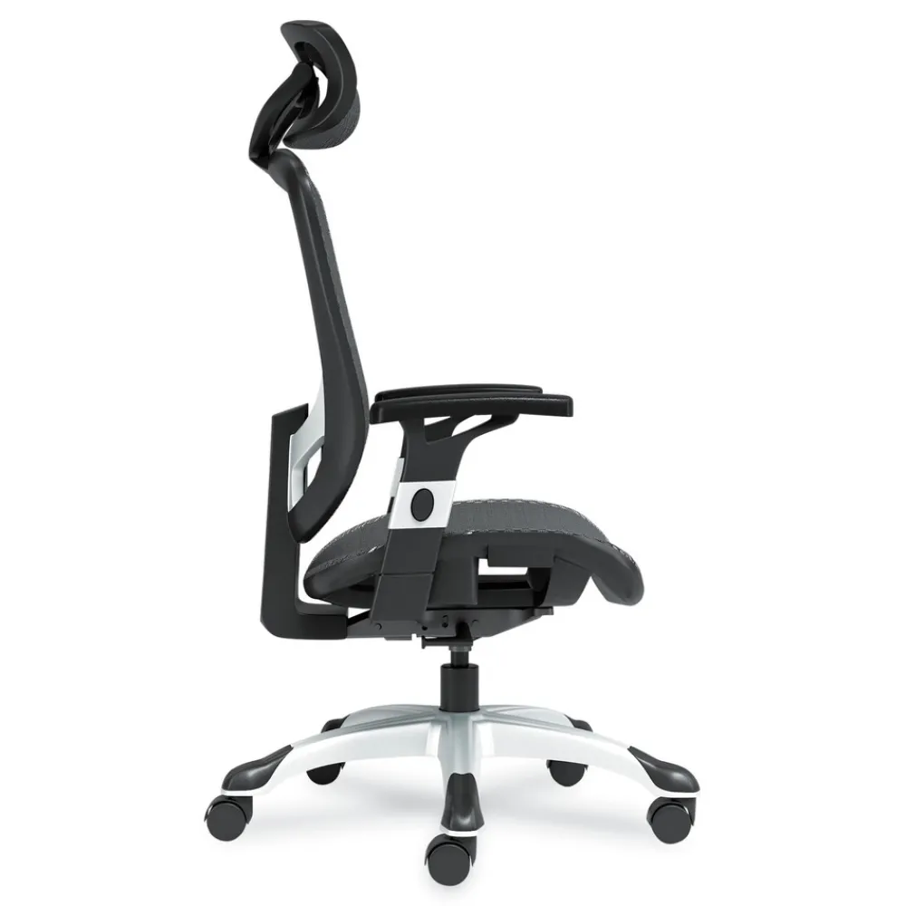 Best 17.24 in. to 20.98 in. Seat Height Support Up to 275 lbs. Minerva Ergonomic Mesh Swivel Task Chair - Black Seat/Back, Silver Base Office Furniture & Lighting