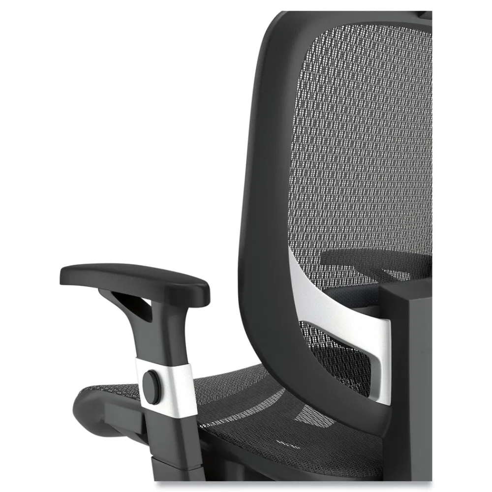 Best 17.24 in. to 20.98 in. Seat Height Support Up to 275 lbs. Minerva Ergonomic Mesh Swivel Task Chair - Black Seat/Back, Silver Base Office Furniture & Lighting