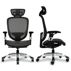 Best 17.24 in. to 20.98 in. Seat Height Support Up to 275 lbs. Minerva Ergonomic Mesh Swivel Task Chair - Black Seat/Back, Silver Base Office Furniture & Lighting