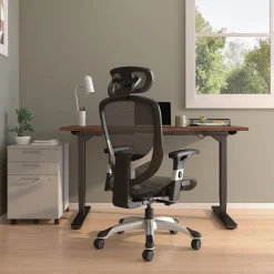 Best 17.24 in. to 20.98 in. Seat Height Support Up to 275 lbs. Minerva Ergonomic Mesh Swivel Task Chair - Black Seat/Back, Silver Base Office Furniture & Lighting