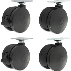 Hot 2 in. Wheel Grip Ring Stem Casters for Height-Adjustable Table Bases - Black (4/Set) Office Furniture & Lighting