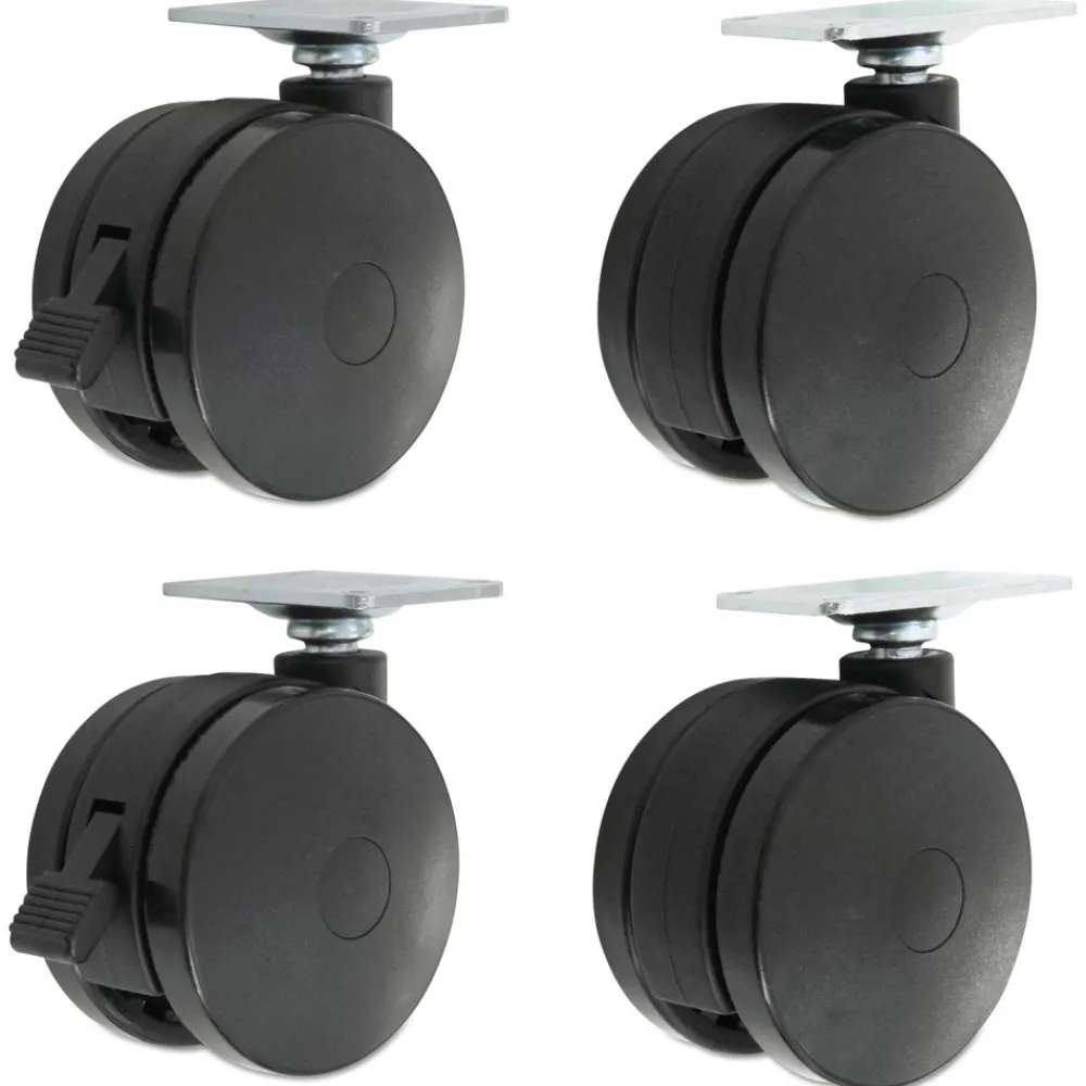 Hot 2 in. Wheel Grip Ring Stem Casters for Height-Adjustable Table Bases - Black (4/Set) Office Furniture & Lighting