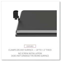Best 30.7 in. x 13 in. AdaptivErgo Clamp-On Keyboard Tray - Black Office Furniture & Lighting