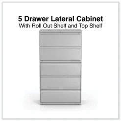 Discount 36 in. x 18.63 in. x 67.63 in. 5 Lateral File Drawer - Legal/Letter/A4/A5 Size - Light Gray Office Furniture & Lighting