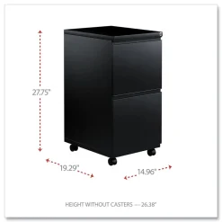 Discount 14.96 in. x 19.29 in. x 27.75 in. 2 Legal/Letter-Size File Drawers Left or Right File Pedestal with Full-Length Pull - Black Office Furniture & Lighting