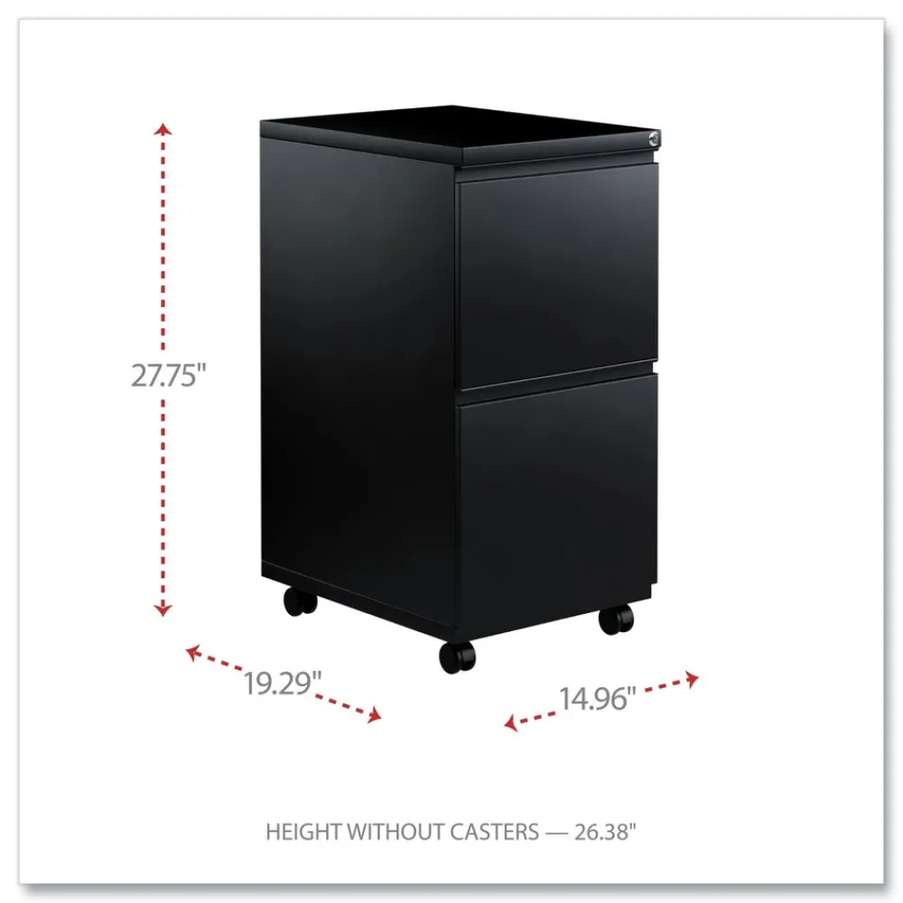Discount 14.96 in. x 19.29 in. x 27.75 in. 2 Legal/Letter-Size File Drawers Left or Right File Pedestal with Full-Length Pull - Black Office Furniture & Lighting