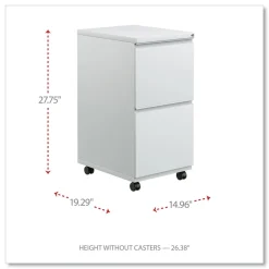 New 14.96 in. x 19.29 in. x 27.75 in. 2 Legal/Letter-Size File Drawers Left or Right File Pedestal with Full-Length Pull - Light Gray Office Furniture & Lighting
