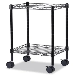 Clearance 15.25 in. x 12.38 in. x 21 in. 1 Shelf 1 Bin Metal Compact File Cart for Side-to-Side Filing - Black Office Furniture & Lighting