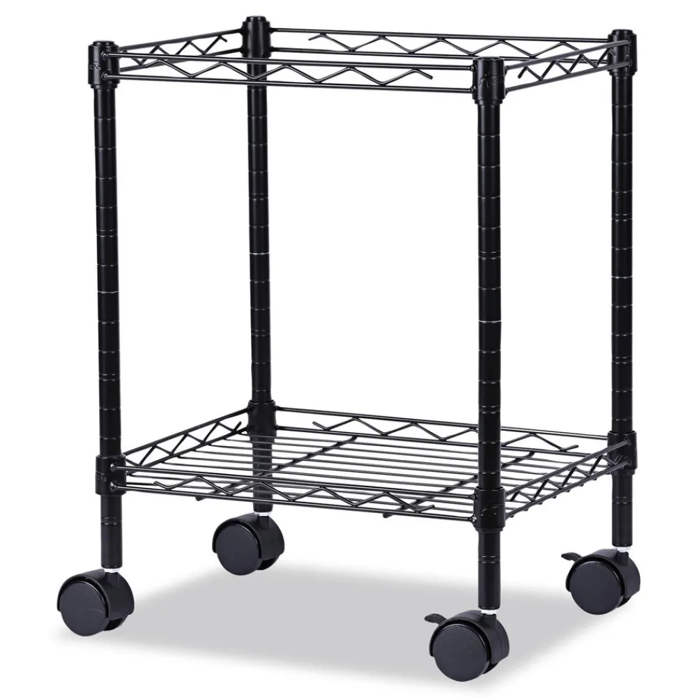 Clearance 15.25 in. x 12.38 in. x 21 in. 1 Shelf 1 Bin Metal Compact File Cart for Side-to-Side Filing - Black Office Furniture & Lighting