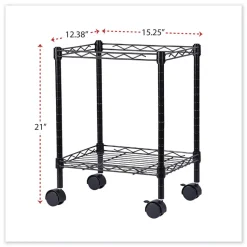 Clearance 15.25 in. x 12.38 in. x 21 in. 1 Shelf 1 Bin Metal Compact File Cart for Side-to-Side Filing - Black Office Furniture & Lighting