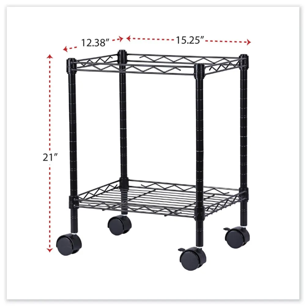 Clearance 15.25 in. x 12.38 in. x 21 in. 1 Shelf 1 Bin Metal Compact File Cart for Side-to-Side Filing - Black Office Furniture & Lighting
