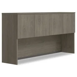 72 in. x 16 in. x 36 in. 4-Compartment Seville Hutch with Doors - Walnut Office Furniture & Lighting