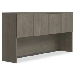 72 in. x 16 in. x 36 in. 4-Compartment Seville Hutch with Doors - Walnut Office Furniture & Lighting