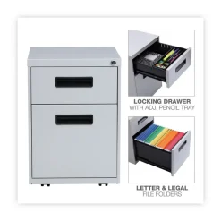 Online 14.96 in. x 19.29 in. x 21.65 in. 2-Drawers: Box/File Legal/Letter Left or Right File Pedestal - Light Gray Office Furniture & Lighting