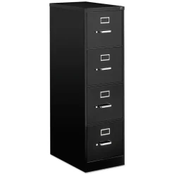 Sale 15 in. x 25 in. x 52 in. 4-Drawer Economy Vertical Letter File Cabinet - Black Office Furniture & Lighting