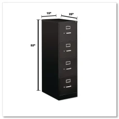 Sale 15 in. x 25 in. x 52 in. 4-Drawer Economy Vertical Letter File Cabinet - Black Office Furniture & Lighting