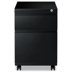 Outlet 14.96 in. x 19.29 in. x 21.65 in. 2-Drawers: Box/File Legal/Letter Left or Right File Pedestal with Full-Length Pull - Black Office Furniture & Lighting