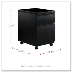 Outlet 14.96 in. x 19.29 in. x 21.65 in. 2-Drawers: Box/File Legal/Letter Left or Right File Pedestal with Full-Length Pull - Black Office Furniture & Lighting