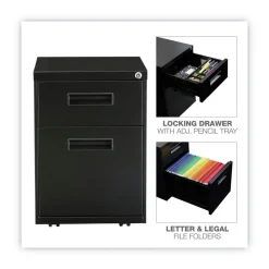 Clearance 14.96 in. x 19.29 in. x 21.65 in. 2-Drawers: Box/File Legal/Letter Left or Right File Pedestal - Black Office Furniture & Lighting