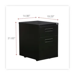 Clearance 14.96 in. x 19.29 in. x 21.65 in. 2-Drawers: Box/File Legal/Letter Left or Right File Pedestal - Black Office Furniture & Lighting