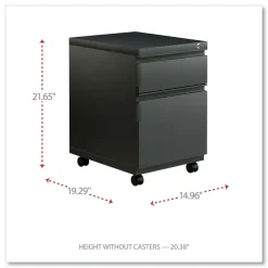 14.96 in. x 19.29 in. x 21.65 in. 2-Drawers: Box/File Legal/Letter Left or Right File Pedestal with Full-Length Pull - Charcoal Office Furniture & Lighting