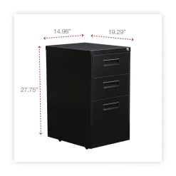 Hot 14.96 in. x 19.29 in. x 27.75 in. 3-Drawers: Box/Box/File Legal/Letter Left or Right File Pedestal - Black Office Furniture & Lighting